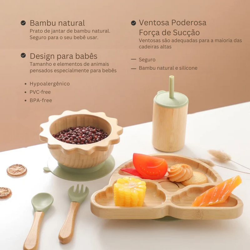 Kit Introdução Alimentar em Bambu e Silicone