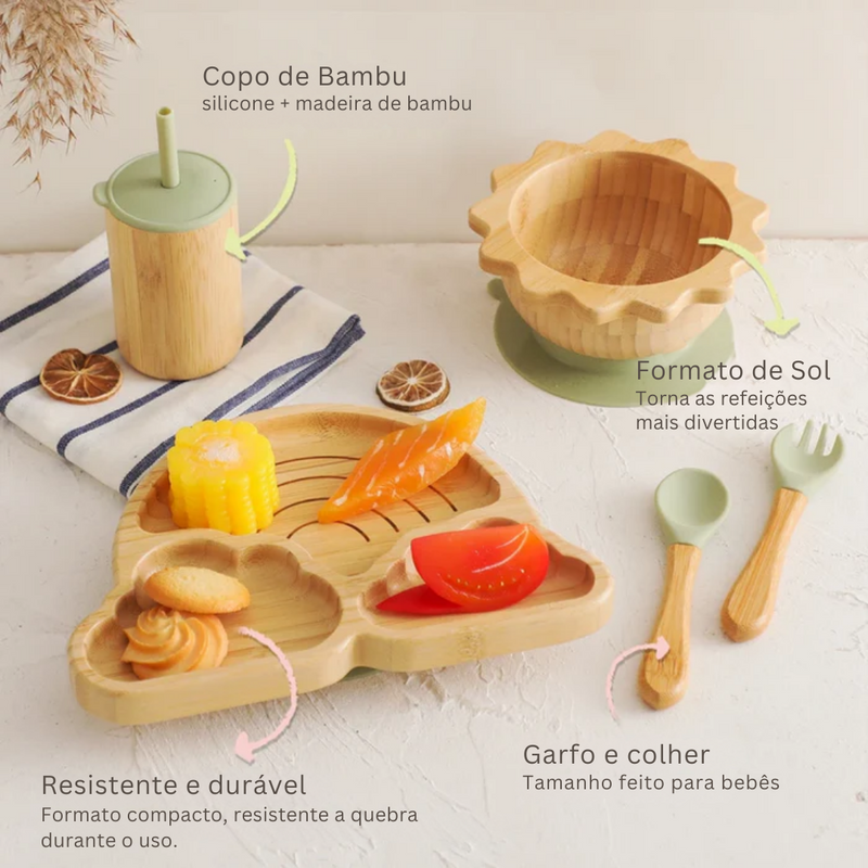 Kit Introdução Alimentar em Bambu e Silicone